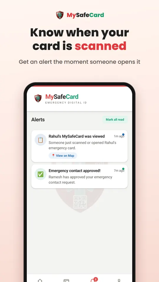 An alert when your card is scanned