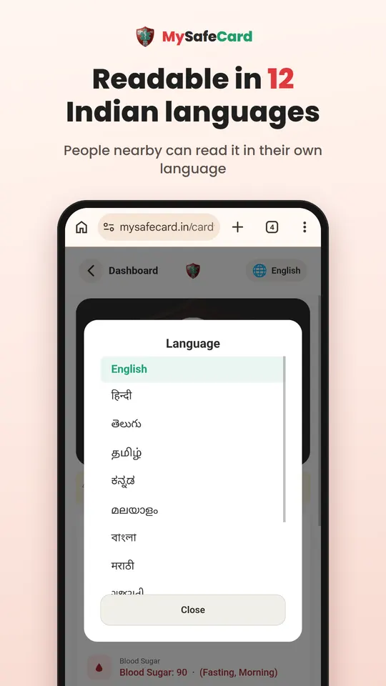 The card can be read in 12 Indian languages